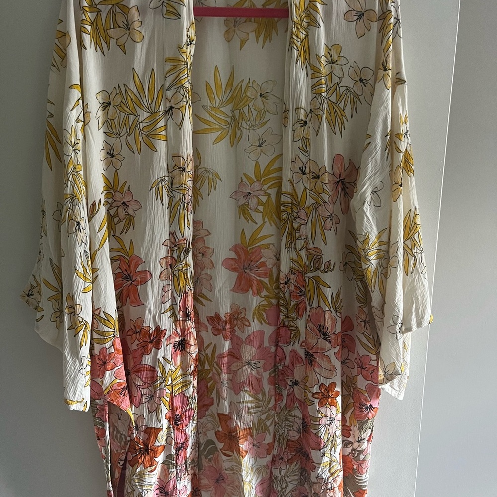 Billabong Floral Kimono with Yellow and Pink Details